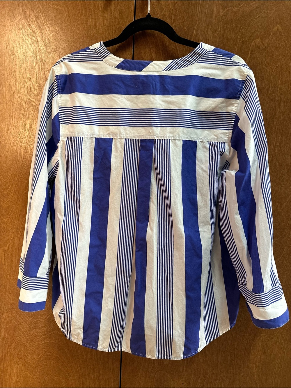 J.Crew Blue White Striped Popover Blouse Medium Button Front Tunic Top - Picture 5 of 5